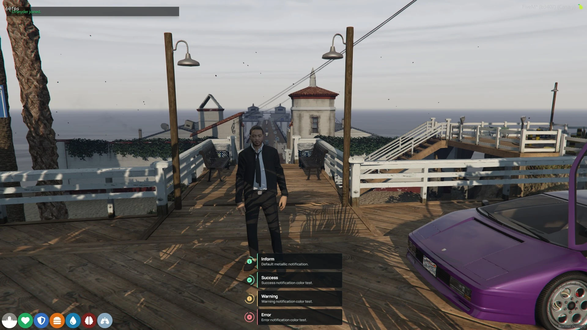 Axiom ox_lib information, success, warning, and error notifications displayed in game.