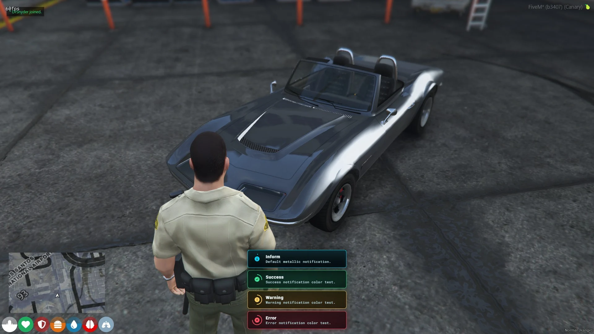 Redline ox_lib information, success, warning, and error notifications displayed in game.