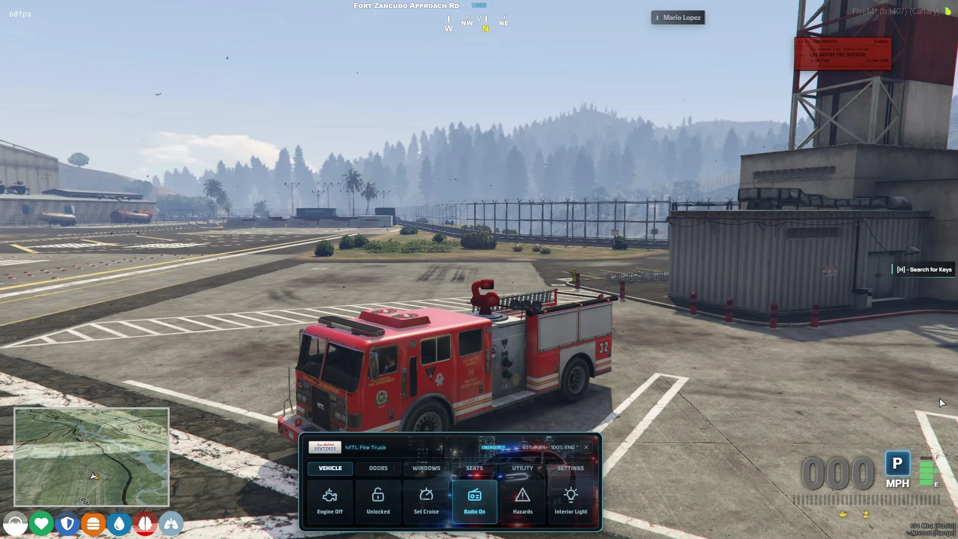 Vehicle touchscreen open in a parked MTL Fire Truck at the station.