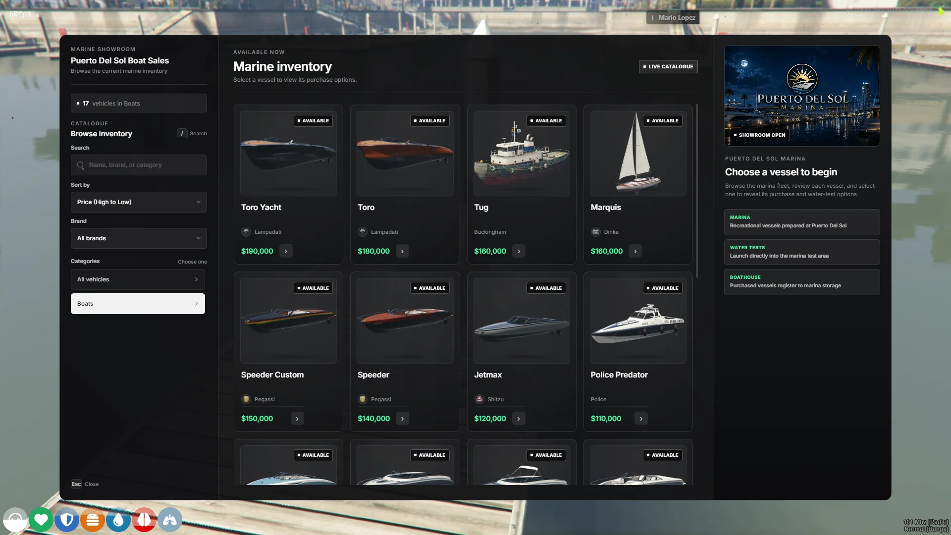 Boat inventory at Puerto Del Sol Boat Sales.