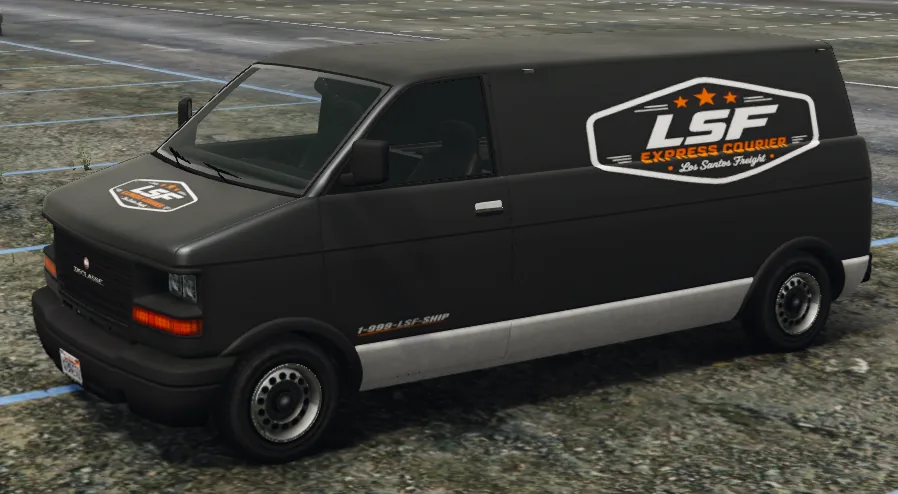 Black Declasse Burrito van with LS Freight Express Courier branding.